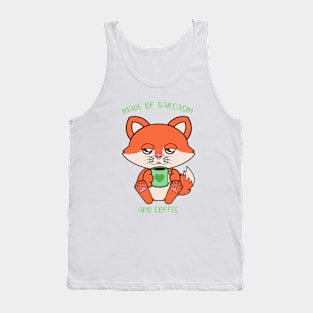 Made of sarcasm and coffee, cute fox Tank Top